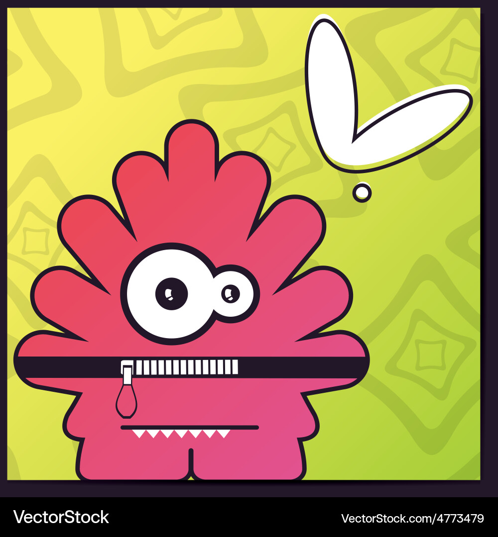 Monster with heart on abstract color background vector image