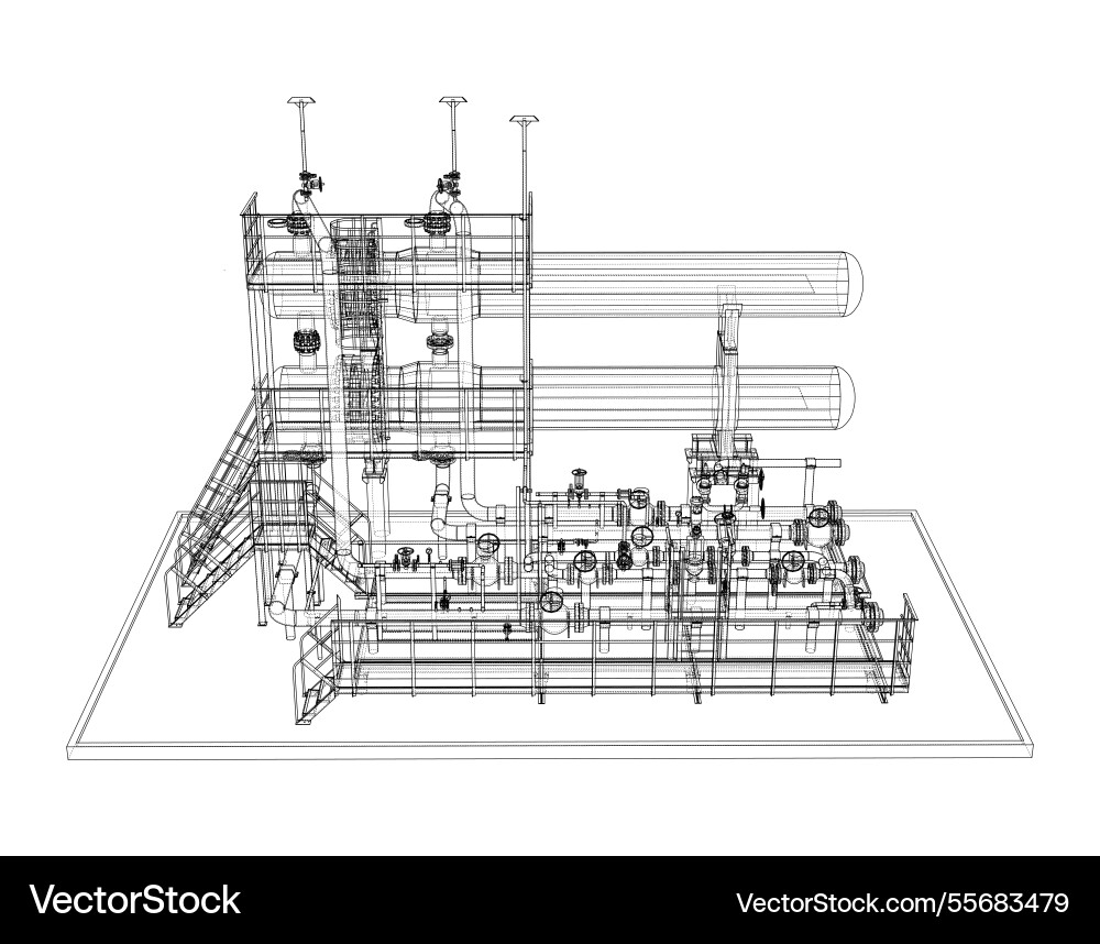 Petroleum heater exchanger rendering of 3d Vector Image