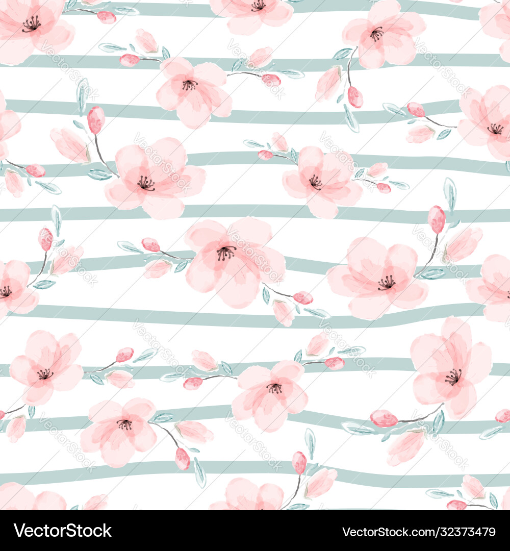 Pink Sakura Blossom Seamless Pattern Vector Image