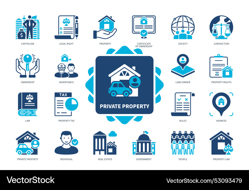 Private property solid icon set Royalty Free Vector Image
