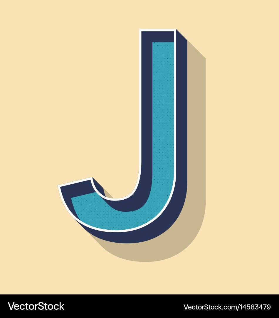 Retro J Font - 3D Style Vector Image
