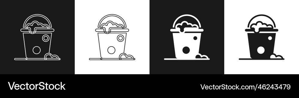 Set bucket with foam and bubbles icon isolated Set bucket with foam and bubbles icon isolated vector image