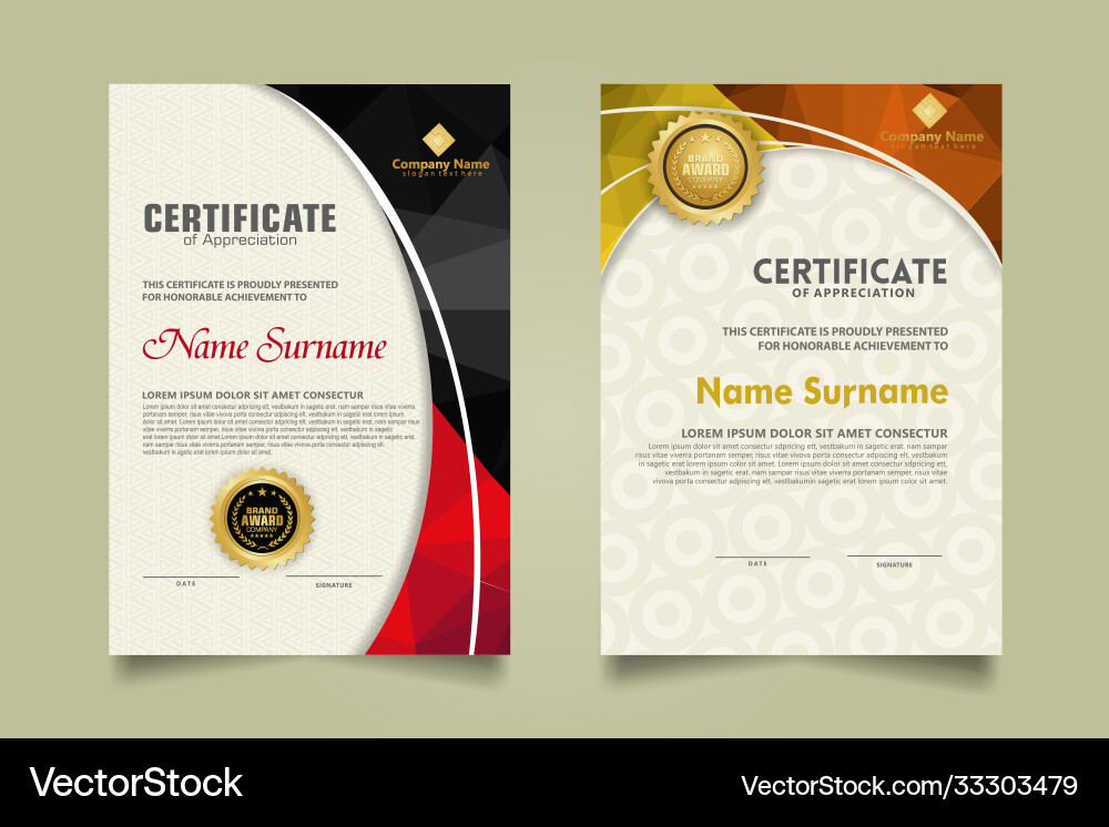 Set modern certificate template with triangle Set modern certificate template with triangle vector image