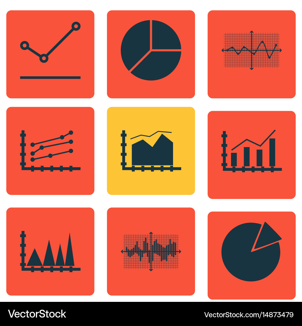 Set of graphs diagrams and statistics icons vector image