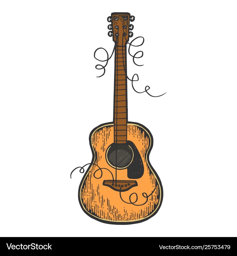 Torn Guitar Strings Sketch vector image
