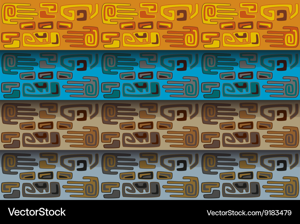 Tribal pattern in different color ranges Vector Image