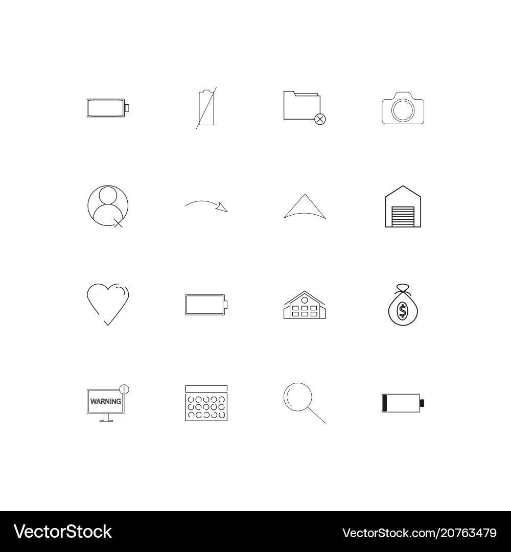 User interface linear thin icons set outlined Vector Image