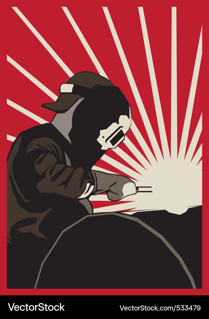 Welder at Sunrise Vector Image