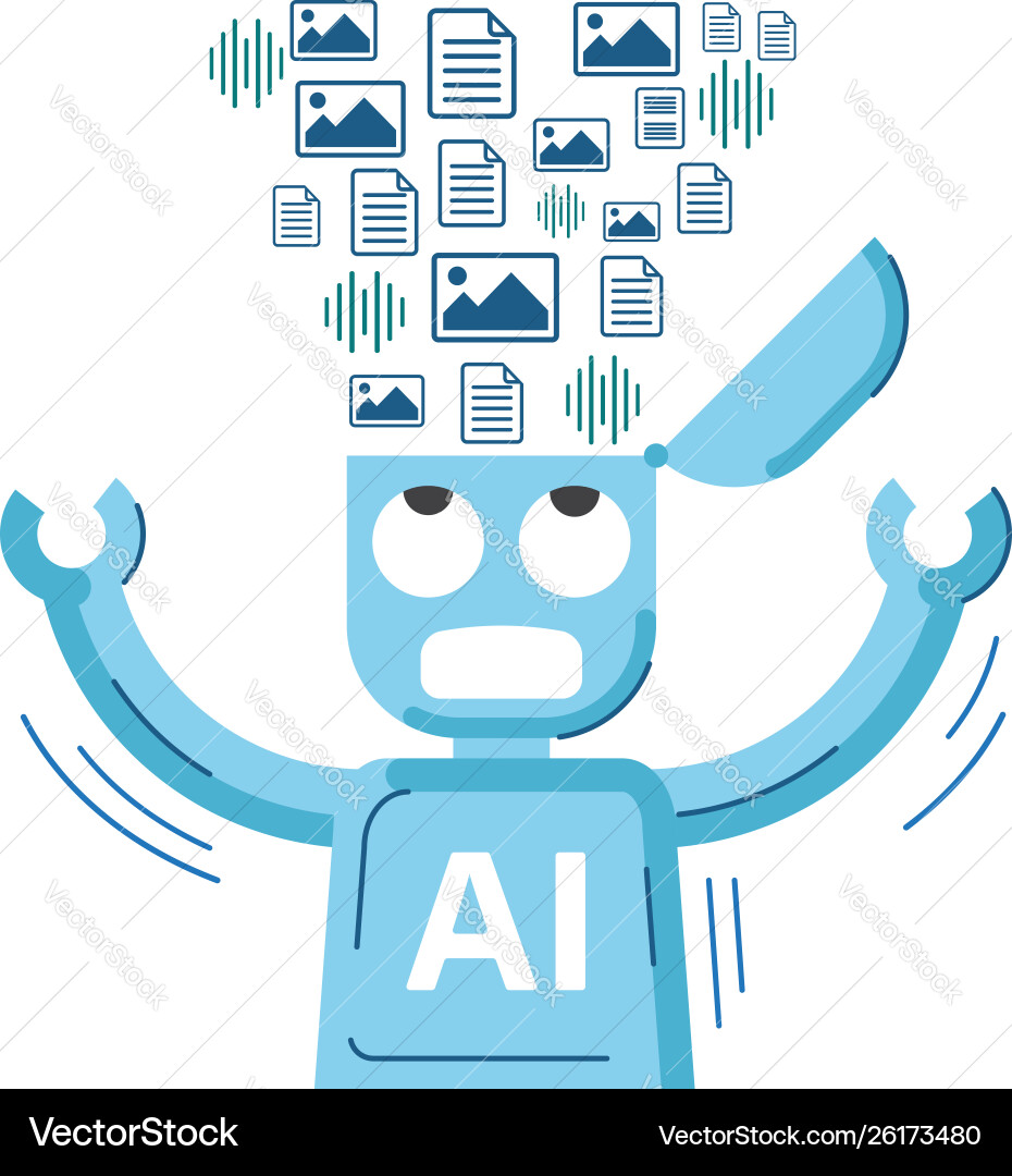 Ai robot is educated and getting data vector image