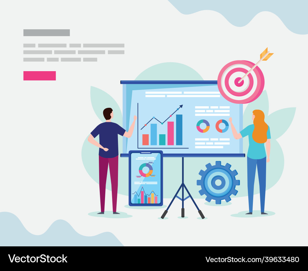 Analytics data with paperboard Vector Image