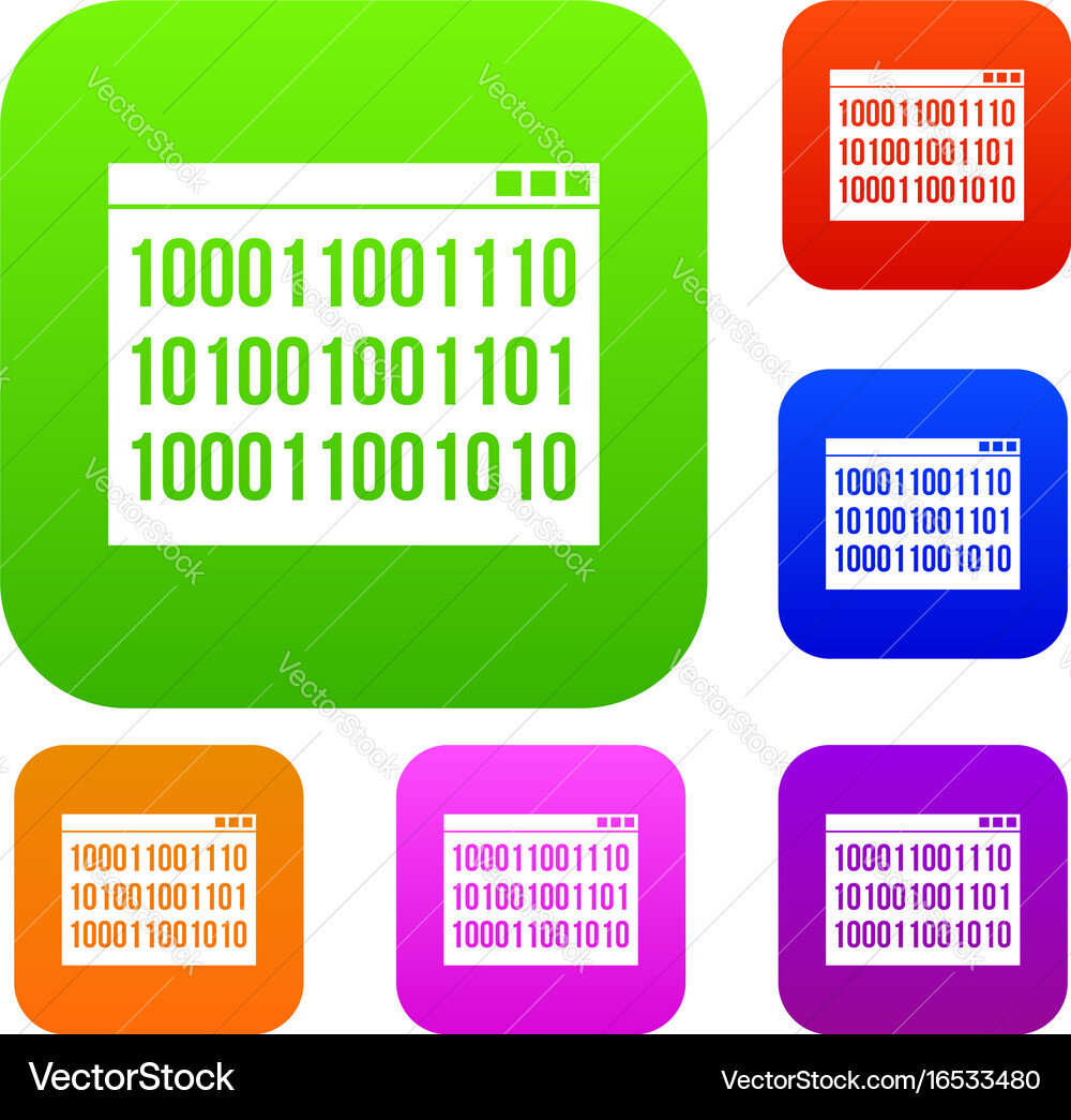 Binary code set collection Vector Image