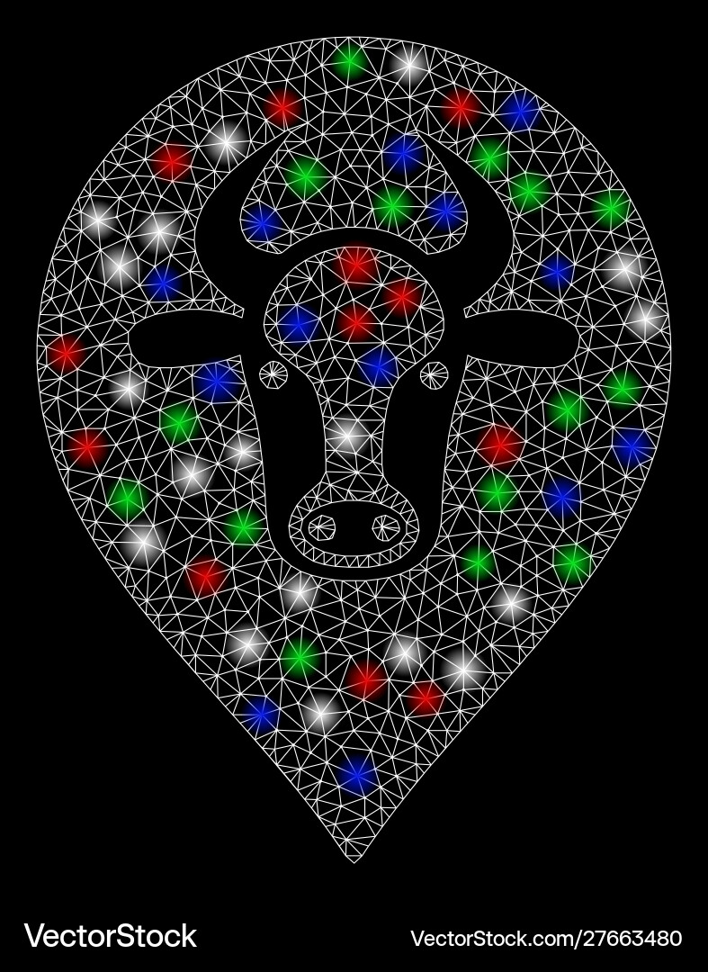 Bright mesh carcass cow map pointer with light Vector Image