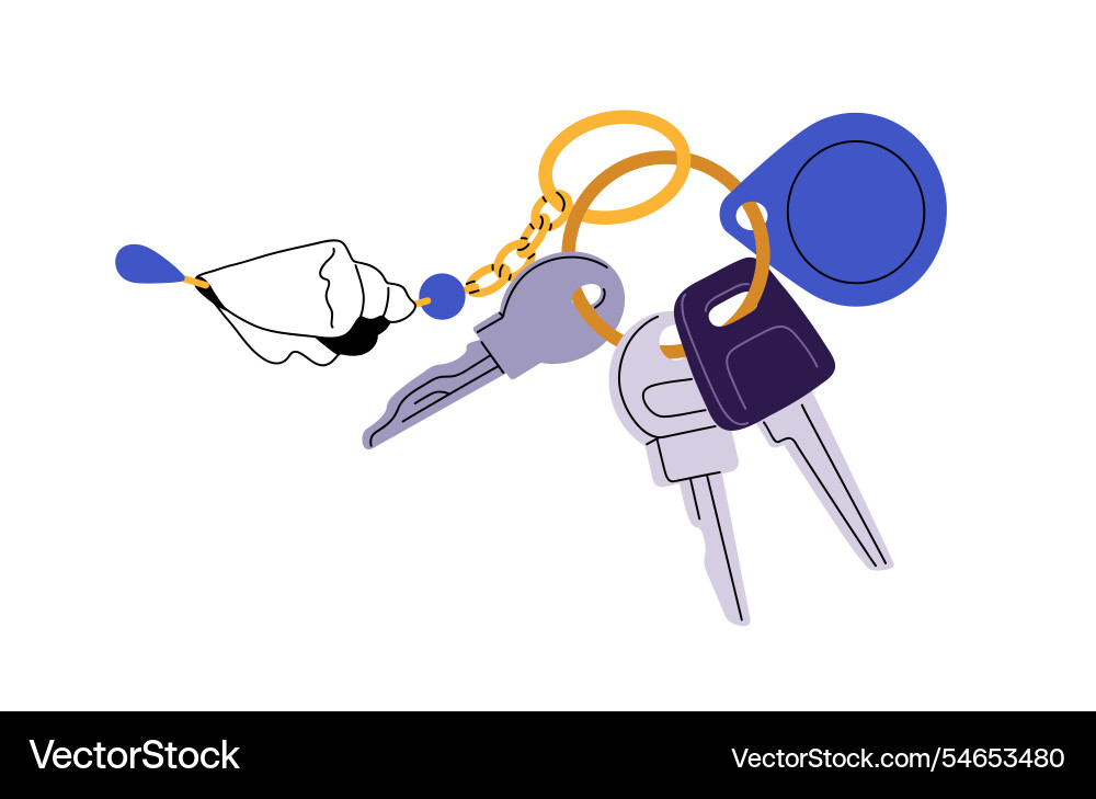 Bunch chain of different keys with hanging Bunch chain of different keys with hanging vector image