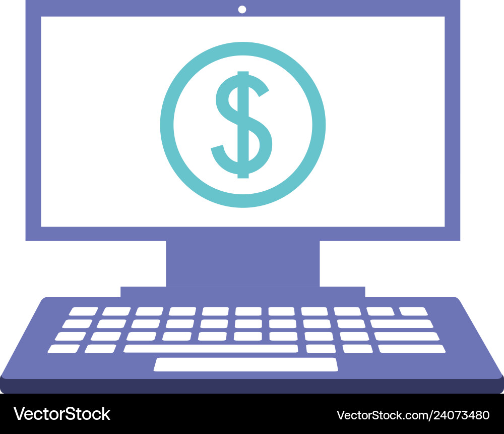Desktop computer with symbol dollar vector image
