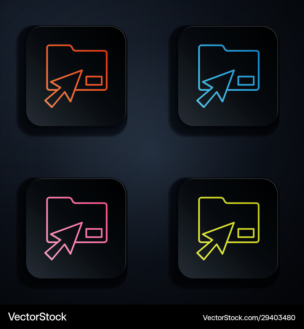 Farbe Neon Linie Cursor klicken Dokumentordner-Symbol Farbe Neon Linie Cursor klicken Dokumentordner-Symbol vektorbild