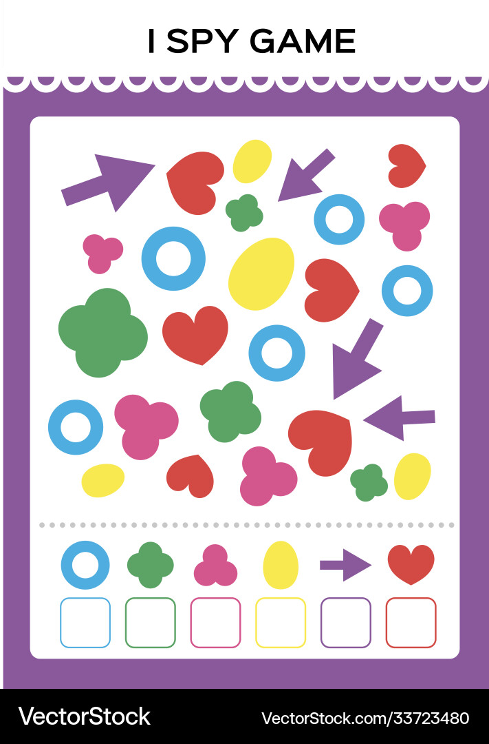 I spy game find and count shapes for toddlers I spy game find and count shapes for toddlers vector image