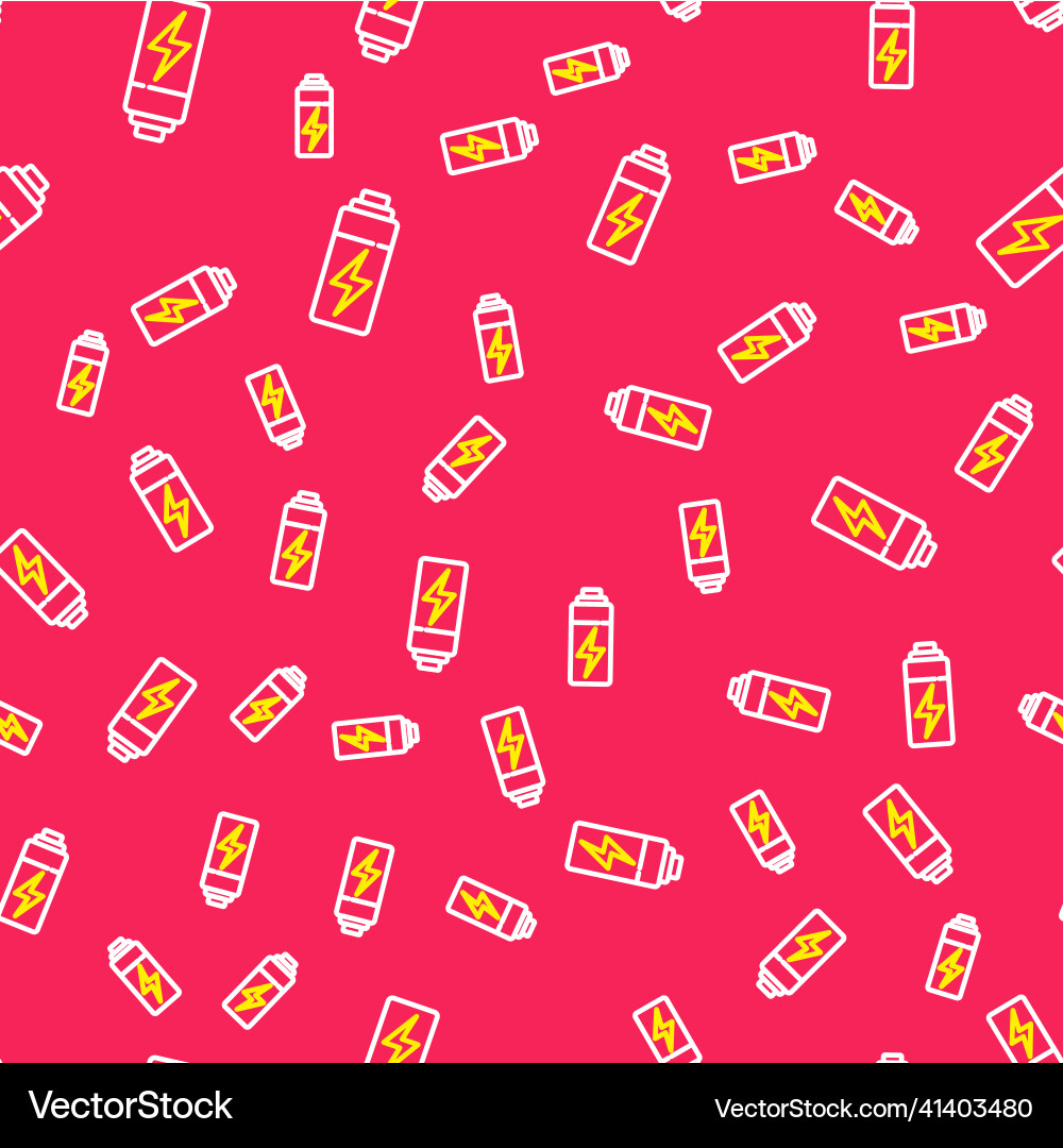 Line battery icon isolated seamless pattern on red Vector Image