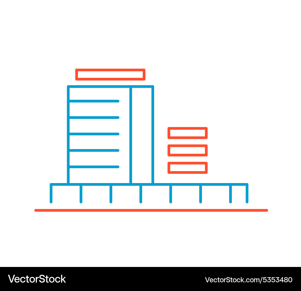Linear of color building on white background Vector Image