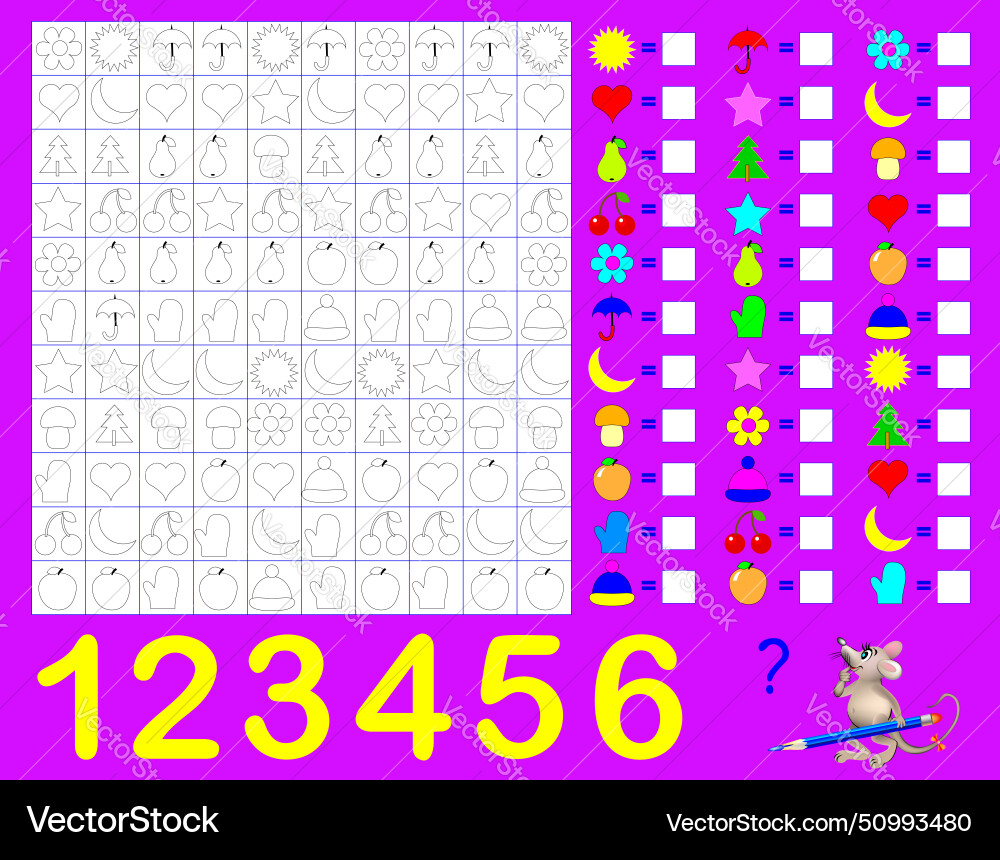 Logic exercise for young children count and paint vector image