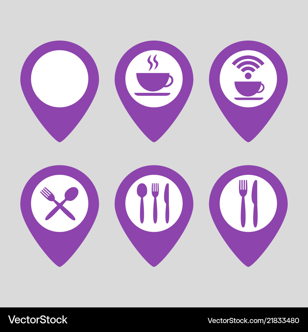 Map pin location icons set on gray background Map pin location icons set on gray background vector image