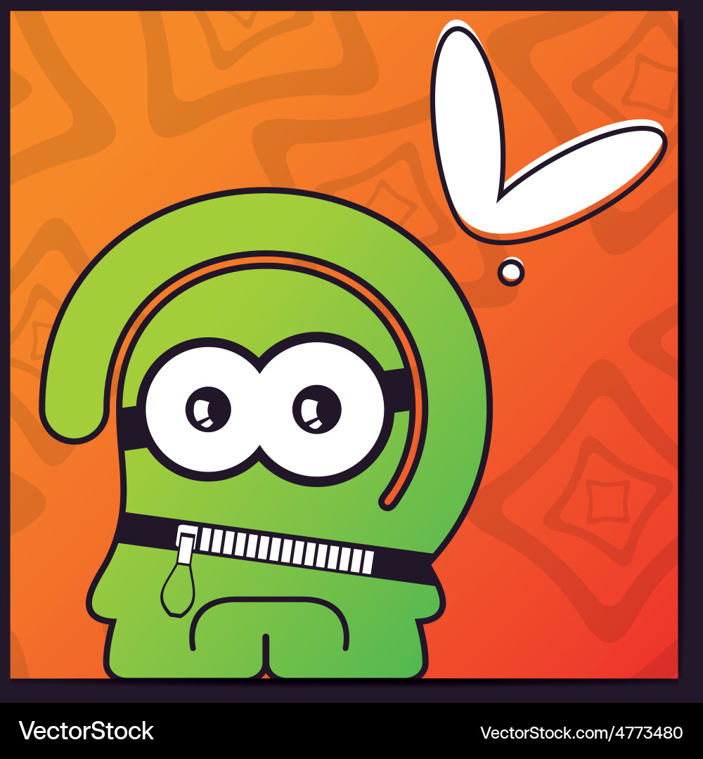 Monster with heart on abstract color background Vector Image
