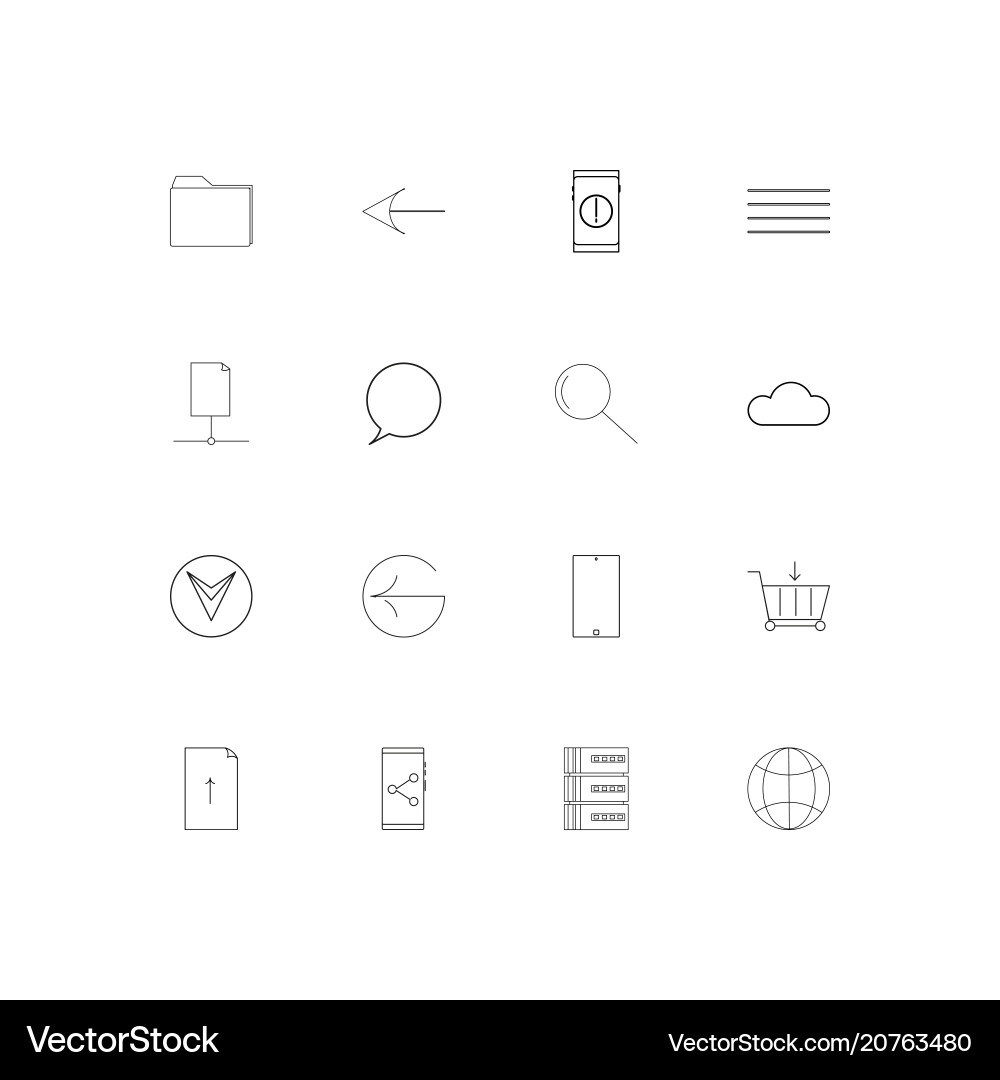 Network and database linear thin icons set vector image