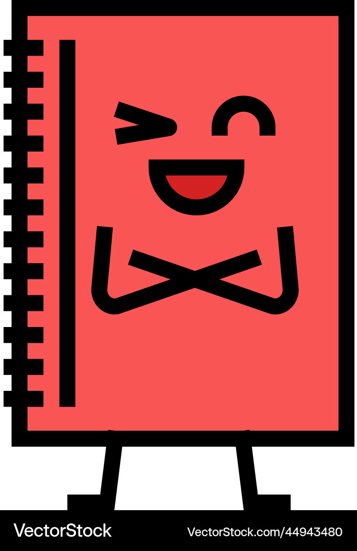 Notebook stationery character color icon Vector Image