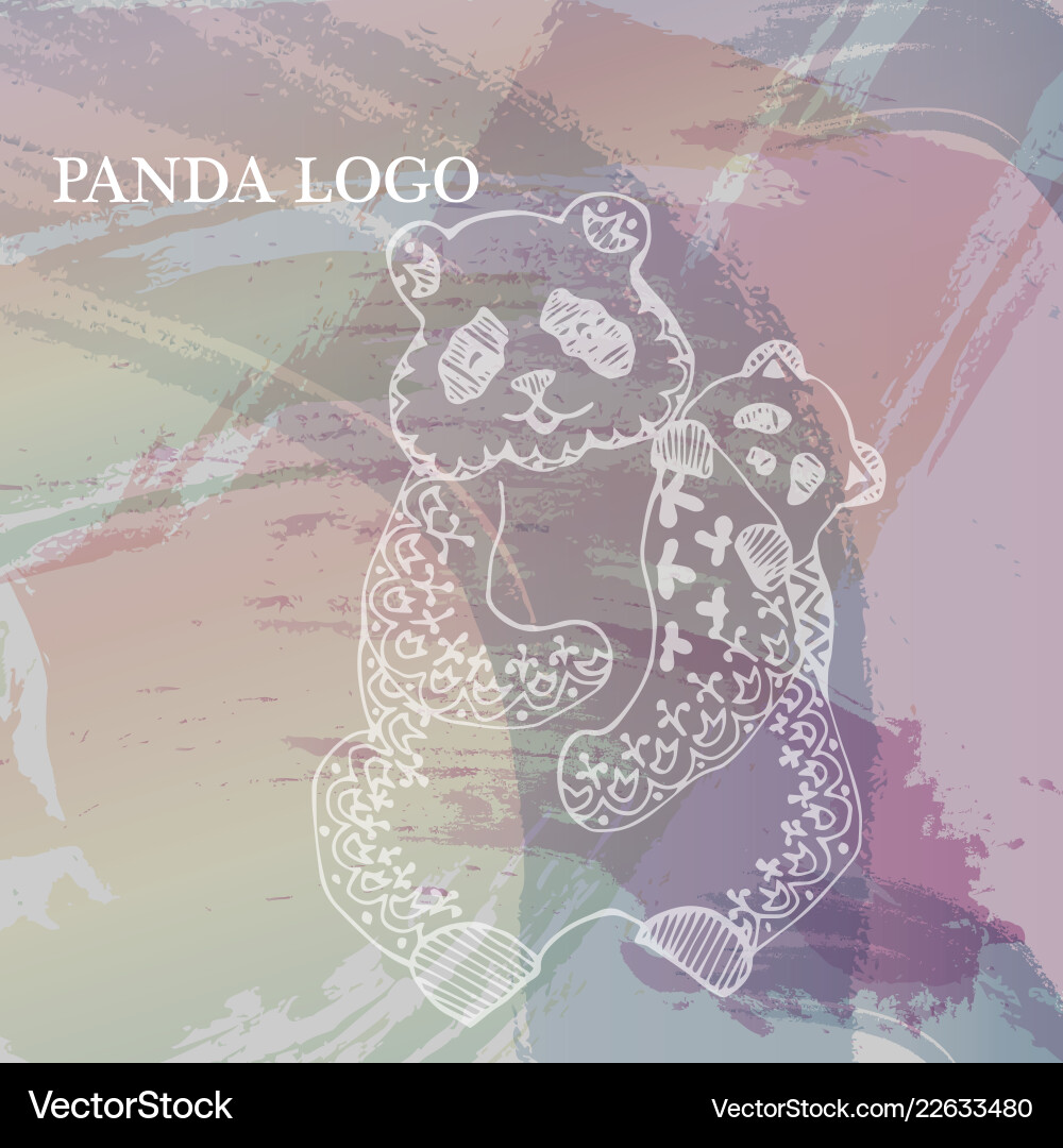 Painted white pandas on the background Painted white pandas on the background vector image