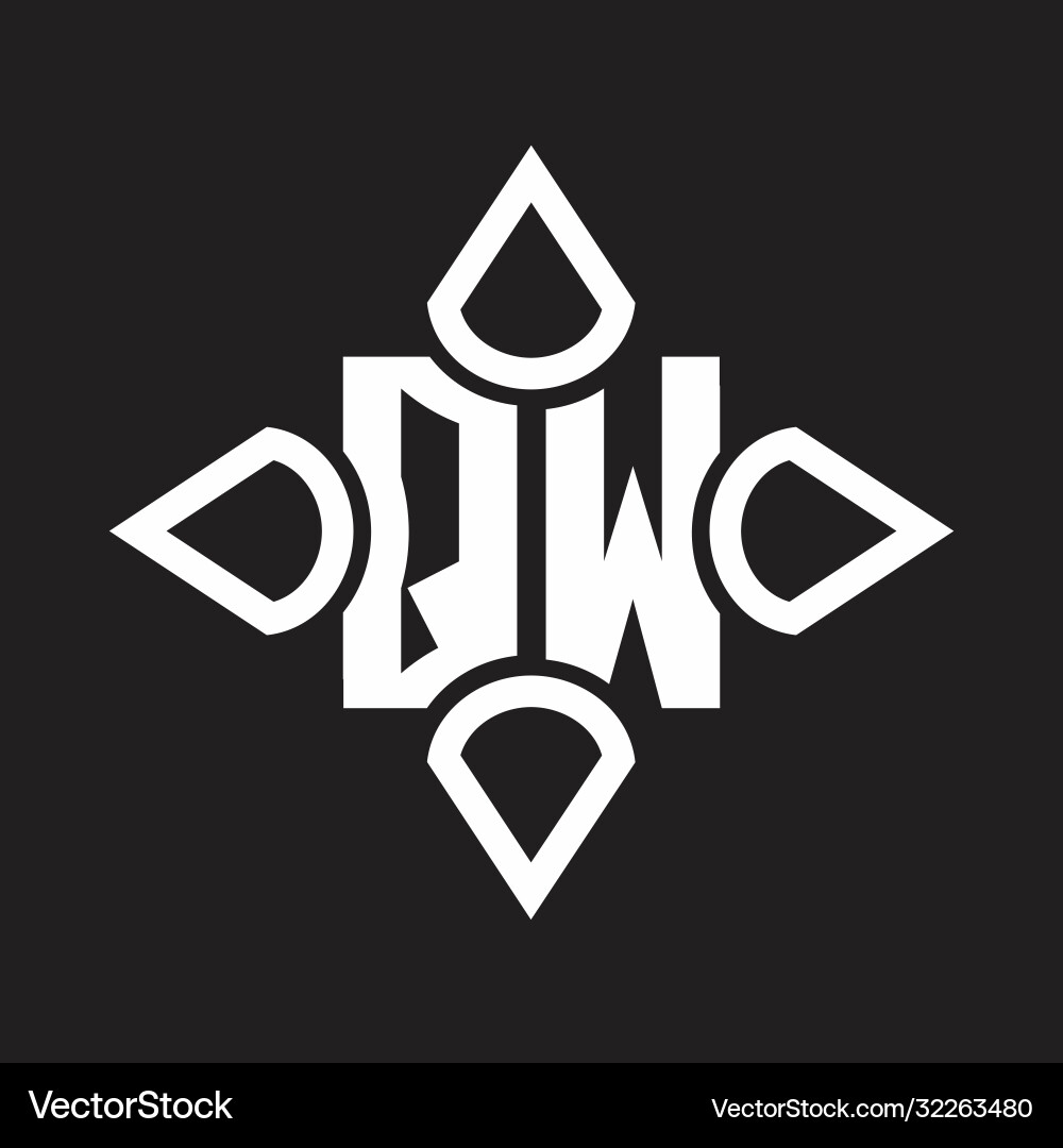 Qw logo monogram with four cone rounded Qw logo monogram with four cone rounded vector image