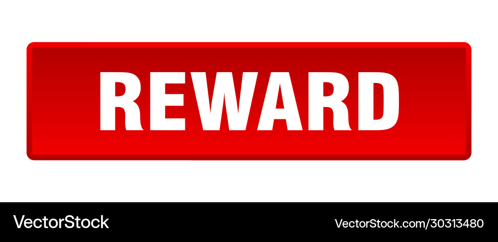 Reward button square red push Vector Image