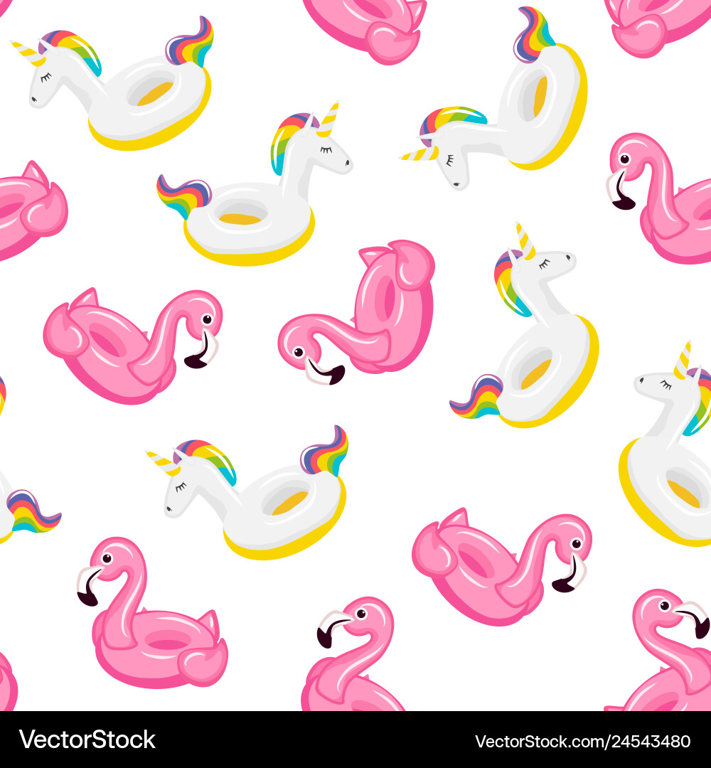 Seamless pattern flamingo and unicorn inflatable Seamless pattern flamingo and unicorn inflatable vector image