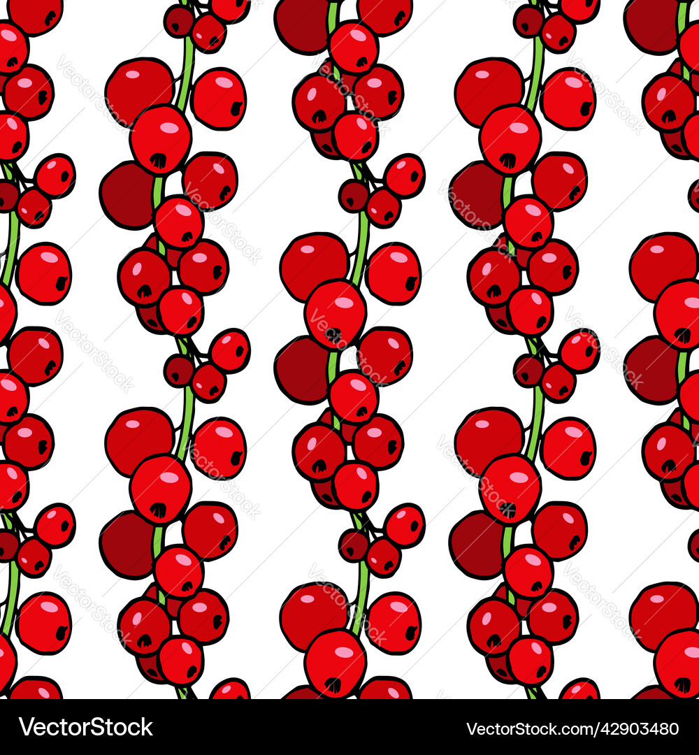 Seamless pattern with red currant on white vector image
