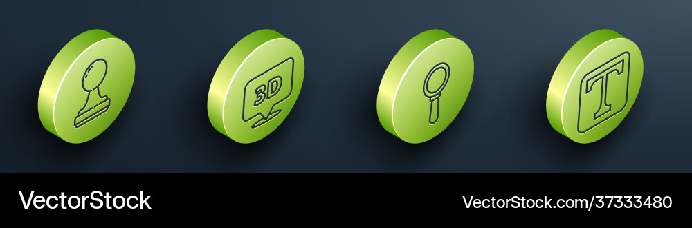 Set isometric stamp speech bubble with text 3d Set isometric stamp speech bubble with text 3d vector image