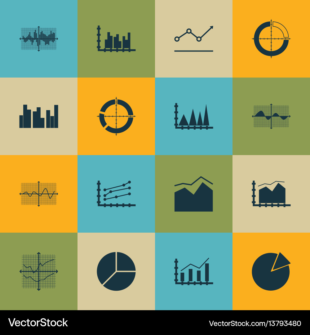 Set of graphs diagrams and statistics icons Set of graphs diagrams and statistics icons vector image