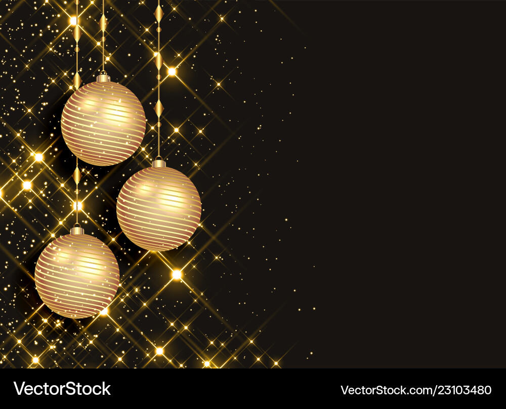 Sparkling christmas balls on black background Sparkling christmas balls on black background vector image
