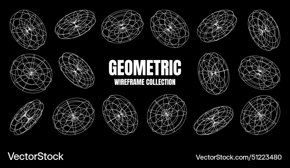Wireframe lined shapes perspective mesh 3d grid Wireframe lined shapes perspective mesh 3d grid vector image