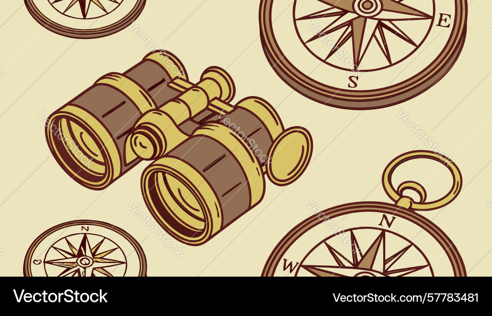 Adventurous exploration pattern binoculars Vector Image