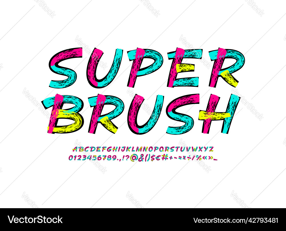 Brush handwritten font script alphabet Brush handwritten font script alphabet vector image