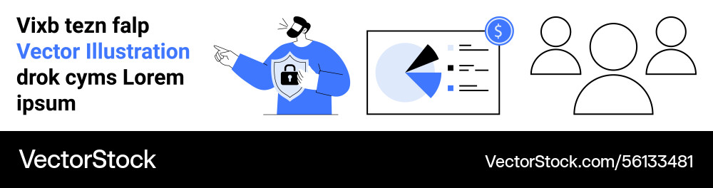 Businessman explaining data security with chart Businessman explaining data security with chart vector image