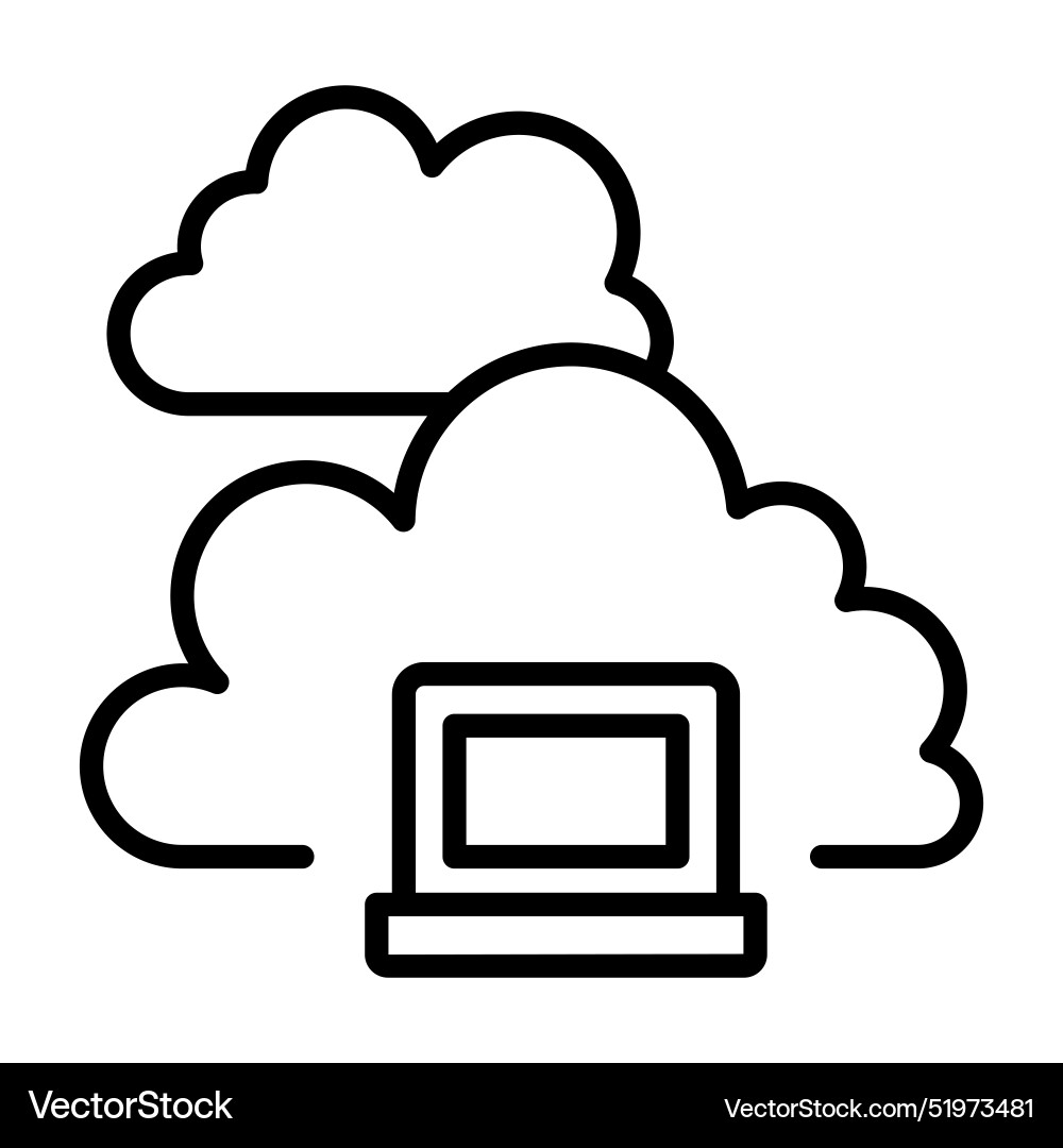 Cloud computing icon in thin line style graphic vector image