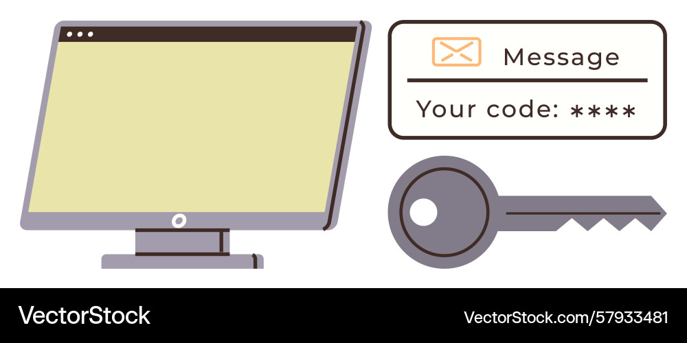 Digital security code verification with key vector image