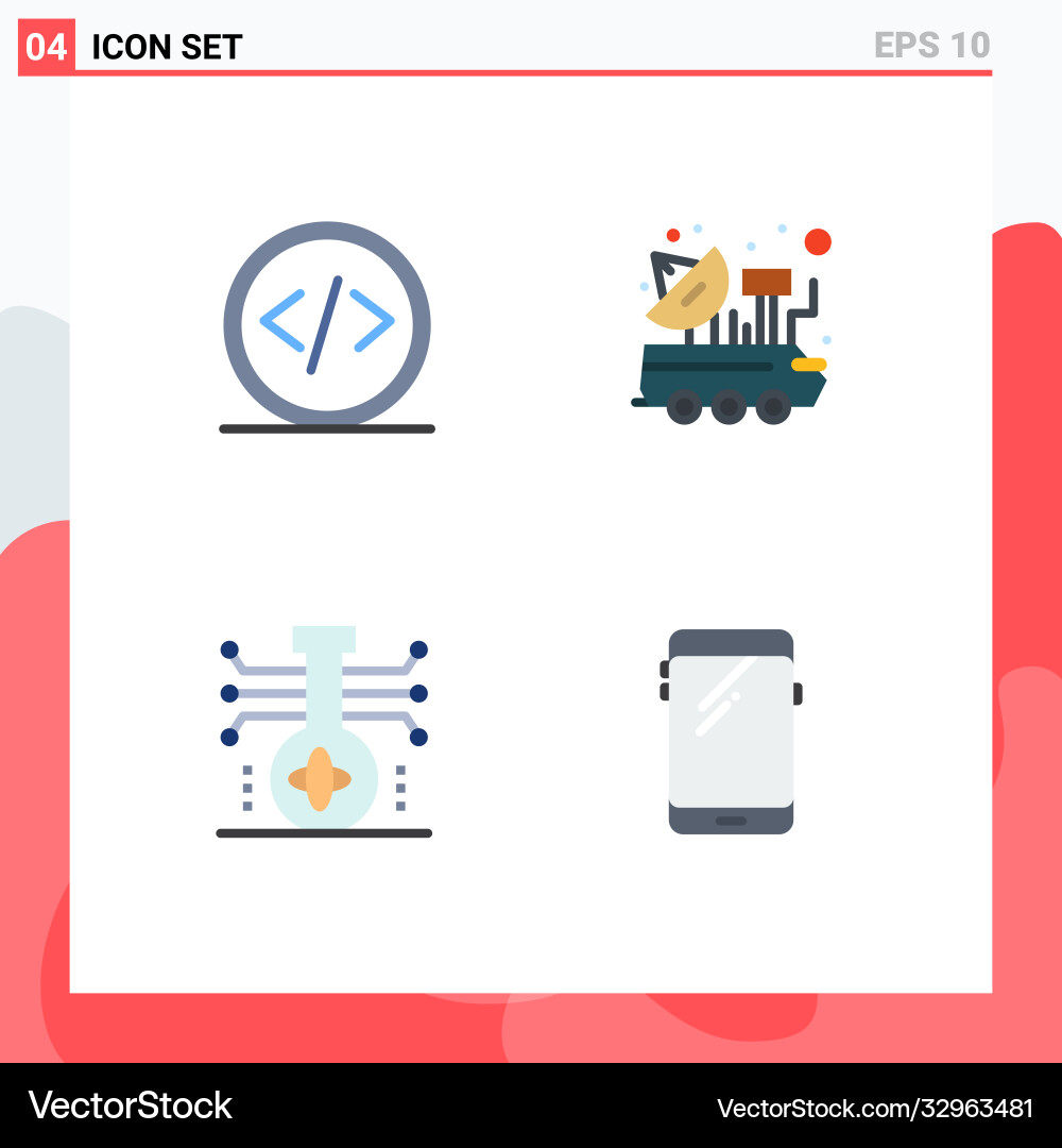 Editable line pack 4 simple flat icons code Vector Image