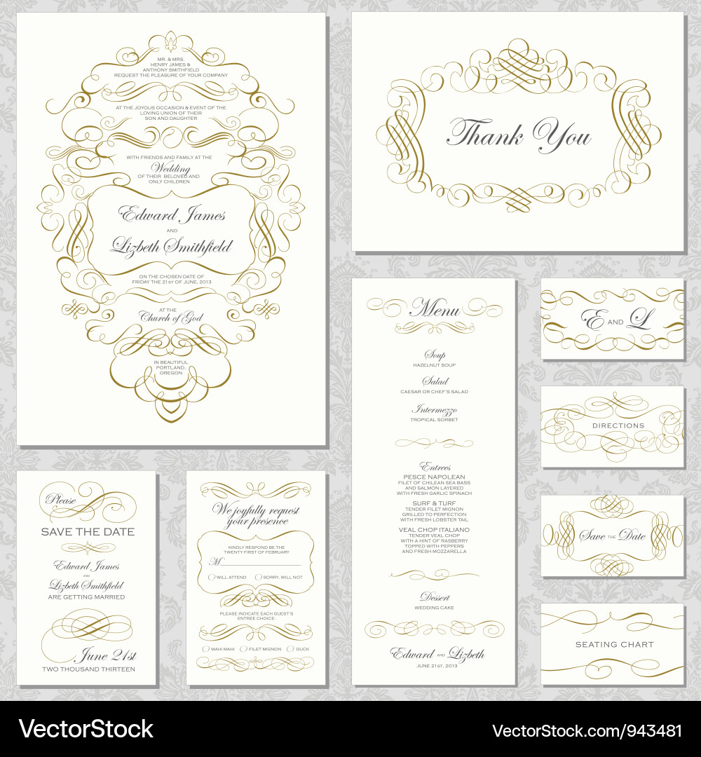 Elegant Wedding Invitation Templates vector image