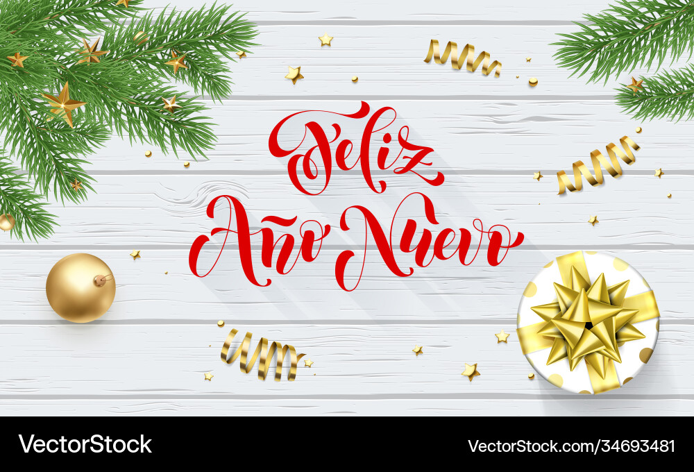 Feliz ano nuevo spanisch Frohes neues Jahr gold Feliz ano nuevo spanisch Frohes neues Jahr gold vektorbild