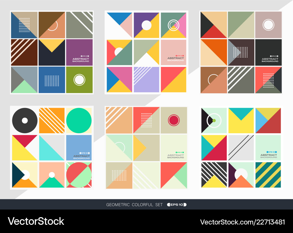 Geometric Pattern Background Set Vector Image