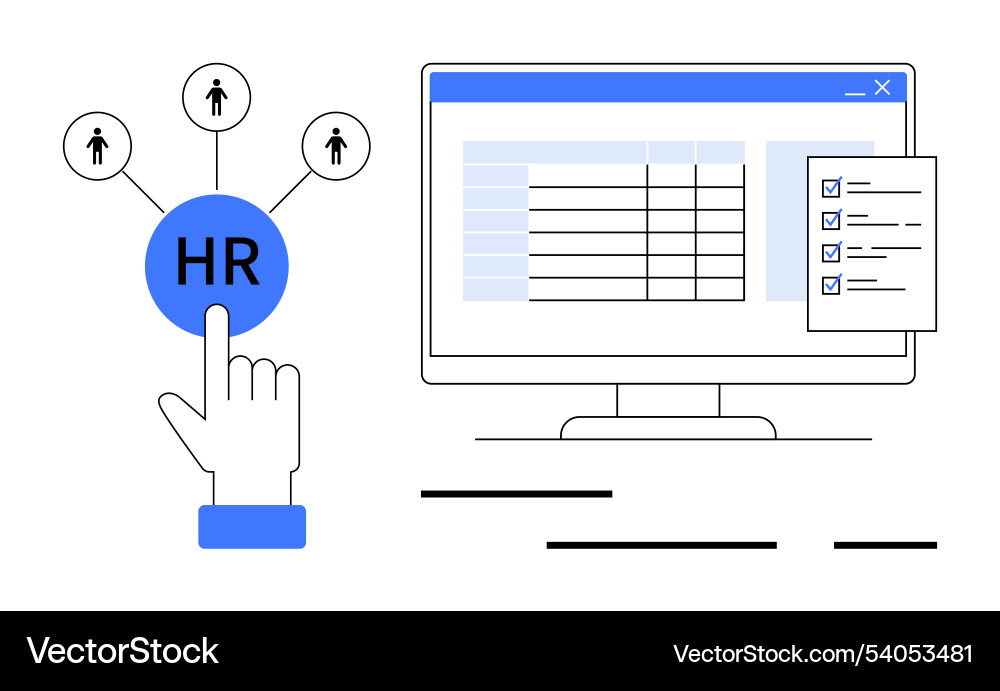 Hr system with user interface network Hr system with user interface network vector image