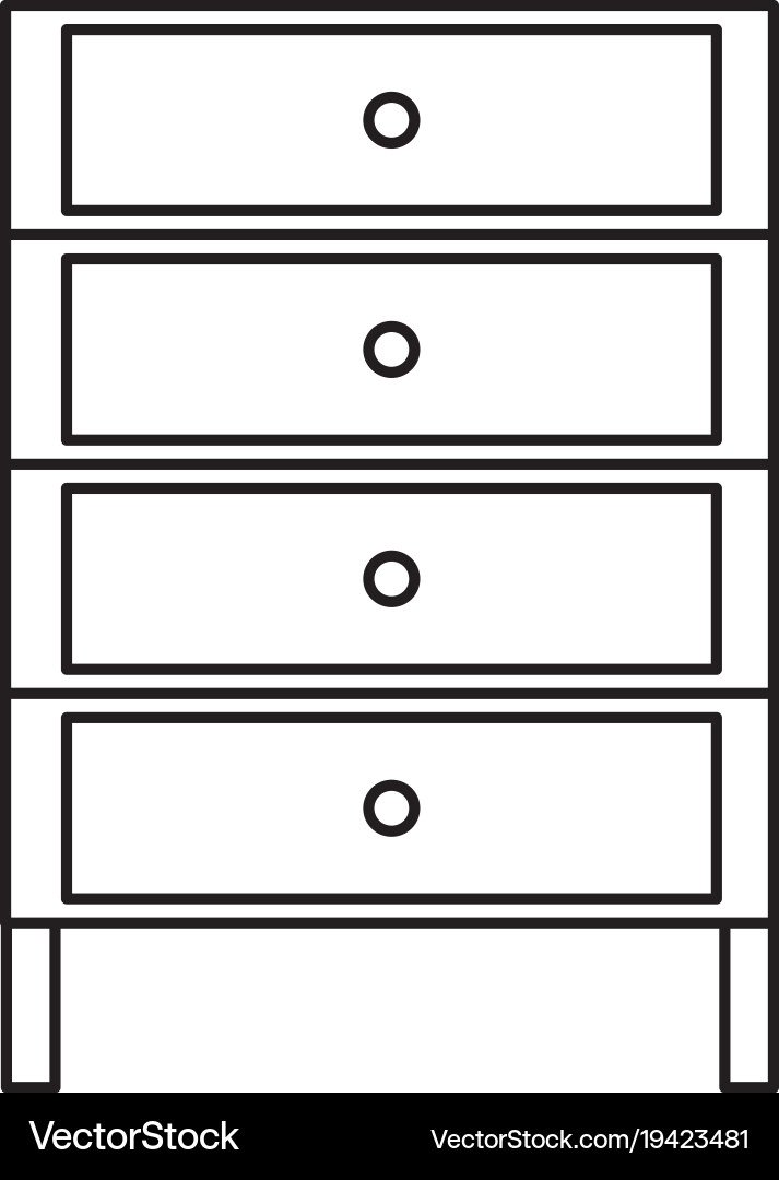 Line cabinet archive file document with drawer Vector Image
