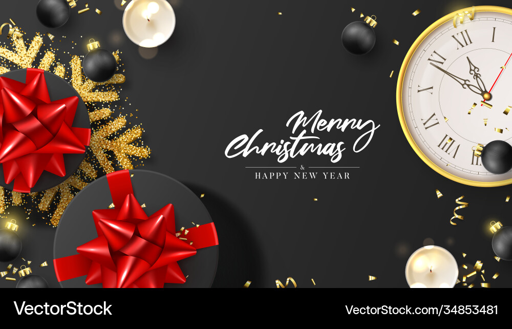 Merry christmas and happy new year banner vector image