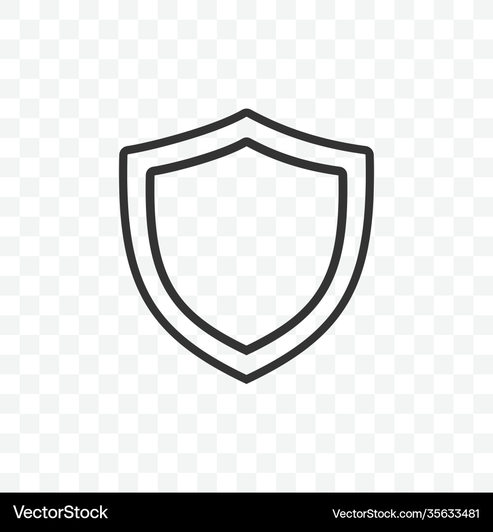 Outline shield icon on transparent background Outline shield icon on transparent background vector image