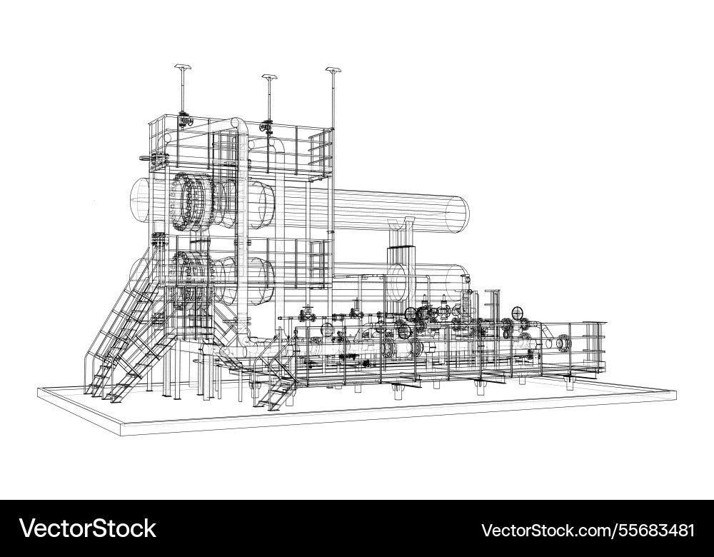 Petroleum heater exchanger rendering of 3d Petroleum heater exchanger rendering of 3d vector image
